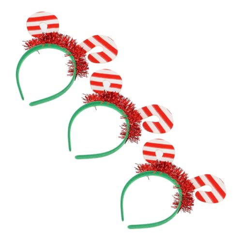 Hemobllo Diademas Navideñas Cabello 3 Piezas y Diseño de Bastón de Accesorios para Fiestas Infantiles y Adornos para Celebraciones Navideñas