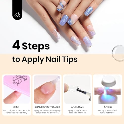 Image of Beetles 9 in 1 Gel Nail Glue Nail Dehydrator Kit for Acrylic Nails Acid Free & Hema-Free Professional Dehydrator Prep for U V Gel Polish Long Lasting Led Lamp Required