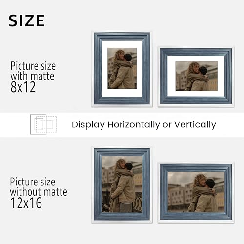 Image of Art Street Luxury Photo Frame for living room, Modern Step Design Photo Frames for Photograph, Art Work, Kids Room Set of 6 (12x16 Inch, Blue)