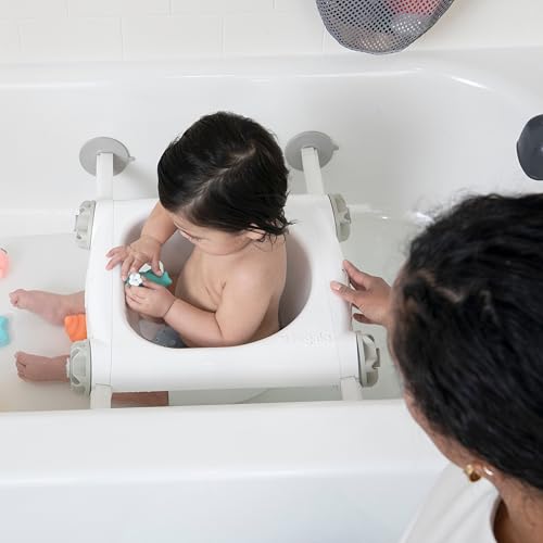 Regalo Baby Basics Baby Bath Seat with Suction Cups, Sit-Up Bath Support for Infants, Secure Baby Bath Chair for Bathtub, Easy Clean with Drain Holes, Fits Standard Tubs, White by Regalo - Image 9
