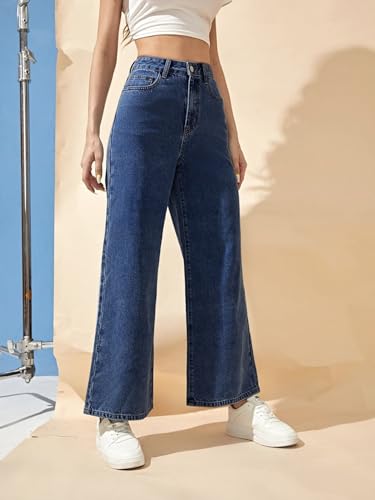 Image of Essential Wardrobe Staple Dark Blue Mid-Rise Stretch Denim Jeans for Women Dark Blue Jeans