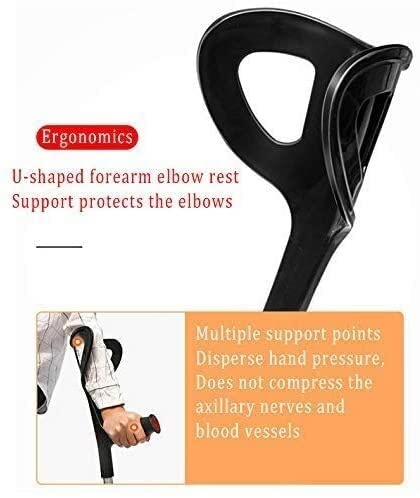 Stampelle per avambraccio Stampelle per avambraccio regolabili con supporto regolabile, comoda impugnatura da polso, resistente per adulti standard e alti, alluminio leggero, stampella nera per