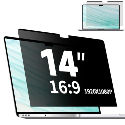 Image of Magnetic Laptop Privacy Screen 14 Inch 16:9, Removable Matte Anti Glare Blue Light Filter - Computer Privacy Shield for 14in Laptop Protector