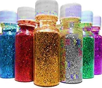 KlinWipe Glitter Dust Powder for Art and Craft Work Multicolor 180G (10 Bottles)-image-23