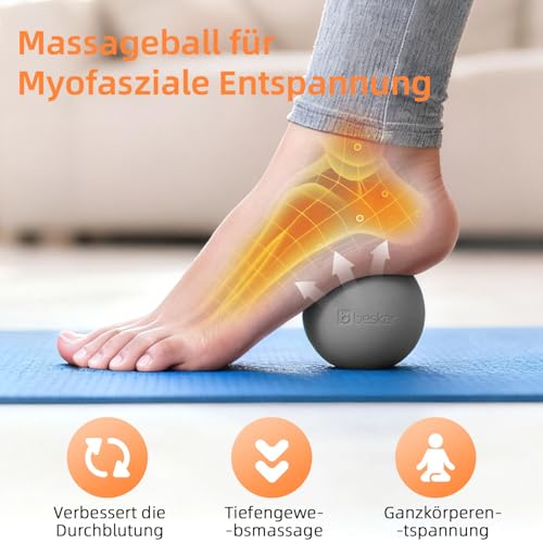 Massage Lacrosse Bälle für Myofasziale Entspannung, Triggerpunkttherapie und Yogatherapie, Fußmassageball zur Linderung von Plantarfasziitis Grau 2