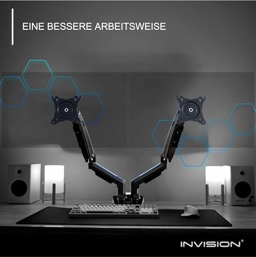 Invision Monitor Halterung für 19-32 Zoll Bildschirme - VESA 75 & 100 mm - Schreibtischklemme Ständer - Höhenverstellbar Neigungen… – Ansicht 4