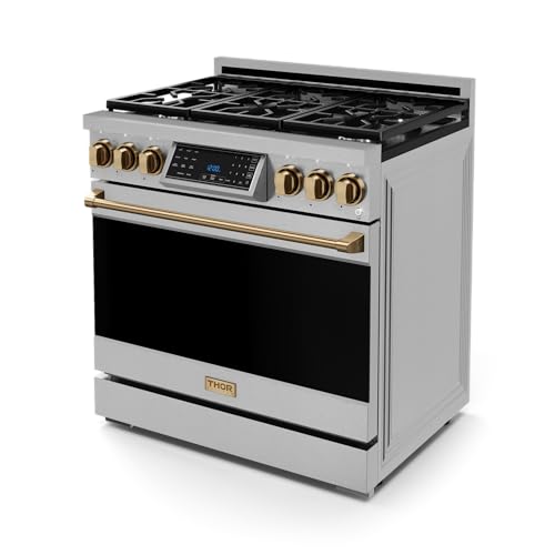 Image of Gordon Ramsay by THOR Kitchen 36 Inch Professional Liquid Propane Range with Tilt Panel Touch Control in Stainless Steel /Bronze