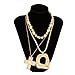 Layered Gold Chunky Cross Necklace For Women Stacked Gold Irregular Geometric Square Pendant Necklace Unique Punk Hip-Hop Oval Hollowed-Out Chain Necklace Fashion Accessories Creative Jewelry For Women (AA)