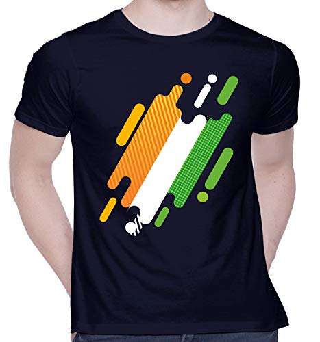 Image of Graphic Printed T-Shirt for Unisex Indian Tricolor Creative Artwork Tshirt | Casual Half Sleeve Round Neck T-Shirt | 100% Cotton | D00049-13