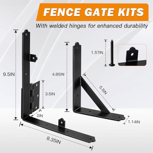Fence Gate Kit, 2 Set Anti Sag Gate Corner Brace Bracket, Heavy Duty Gate Hardware Kit for Wooden Fence, Corral Gates, Driveway Gates, Shed Doors, Wood Windows, Gate Frame Kit for Wooden Fence