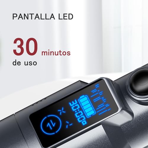 SmartAI Aspiradora de Mano, 17000Pa LED Inalámbrica, Ligera Autonomía de 30 Mins Aspiradora de Mesa, para Coche, Casa, Pelo de Animales, con Soporte de Carga, Carga tipoC, HEPA Filtro Lavable - imagen 8