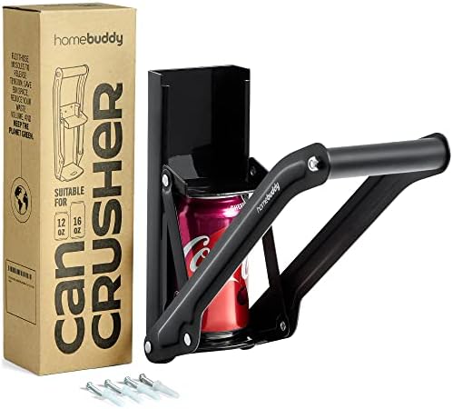 HomeBuddy Can Crusher for Recycling - 12 Oz. and 16 Oz. Can Crusher Wall Mounted for Aluminum Can Crusher, Soda Can Smasher for Recycling, Beer Can Crusher for Recycling Can - Mounting Rivets Included