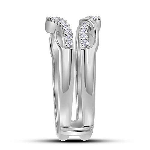Jewels By Lux 10K White Gold Womens Round Diamond Solitaire Enhancer Wedding Band 1/4 Cttw, Womens Size: 5-92