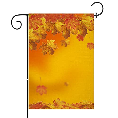 Chengxun Autumn Golden Maple Garden Flag Falling Leaves Sunlight Fall Scenery Double Sided Garden Flag Home and Yard Outdoor Decor 12.5Ã—18 inches