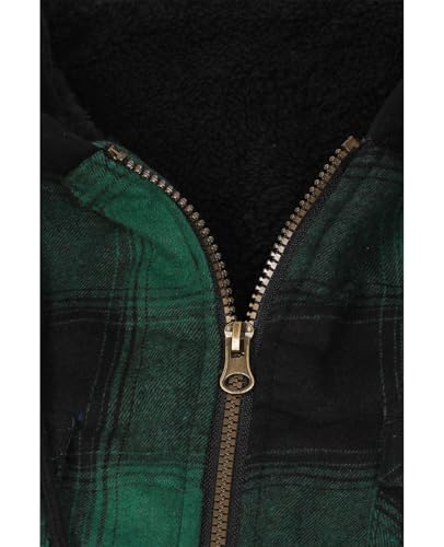 Image of ZENTHACE Mens Sherpa Lined Flannel Shirt Jacket with Hood,Full Zip | All Sherpa Lining,Adjustable Drawstring,4 Utility Pockets,Transitional Weather Layering Coat,Outdoor Walk,Casual Dailywear