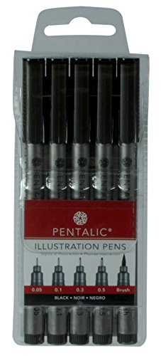 Pentalic Art Pentalic Black Perm Ink Pen Set