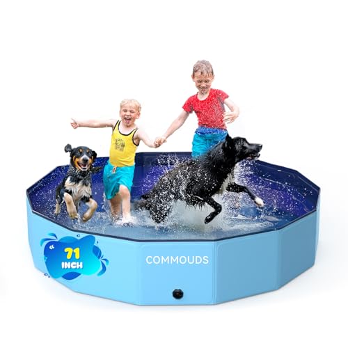 Image of COMMOUDS Large Foldable Dog Pool, Hard Plastic Kiddie Pool