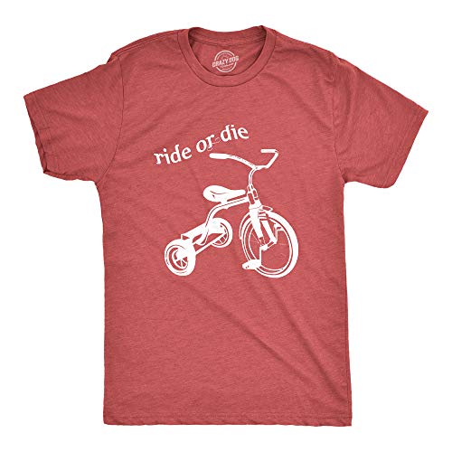 Ride or Die Tricycle T-Shirt Funny Vintage Trike Shirt (Heather Red) - XL
