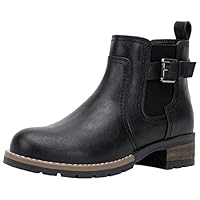 Jeossy Women's 9006 Ankle Boots Black Short Chelsea Booties for Women Low Heel with Zip Size 8(DJY9006 Black 08)