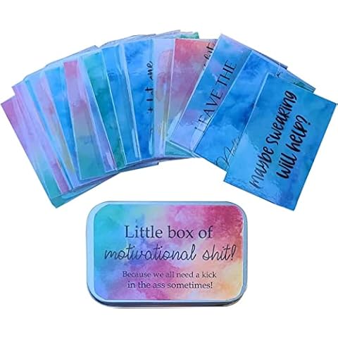 ALGIY Funny Motivation Cards Gift, Little Box of Motivational Shit, Funny Positive Encouragement, 20Pcs/Box Explicit Motivation Cards, Small Laminated Cursing Cards Cover