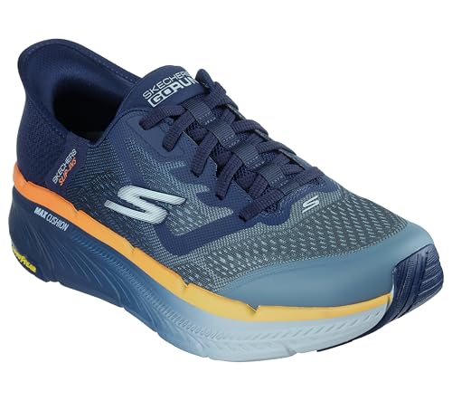 Skechers Herren Max Cushioning Premier 2.0 Ascendant Ii Slip-ins Running, Sports Shoes, Navy and Orange Textile/Synthetic, 44 EU