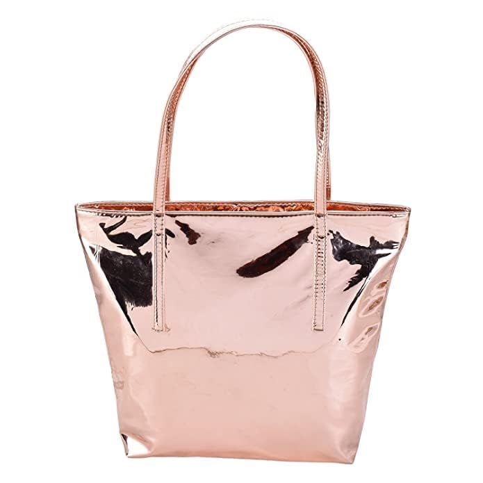 Stylish Shiny Tote Bag For Girls And Womens | Classic Pattern Handbag with Attractive Look | Shoulder bags for Office, Event & Daily Use | Rose Gold-image-48