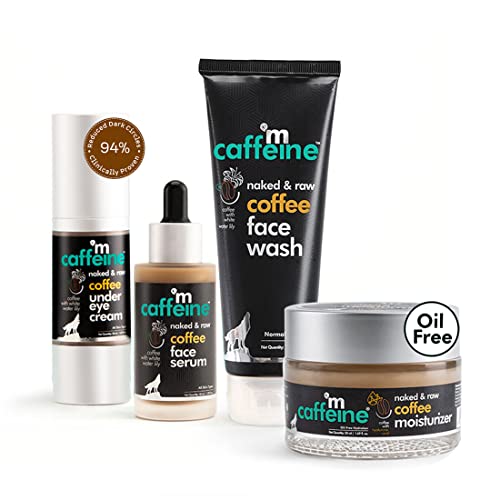 mCaffeine Pro Skin Care Coffee Routine – Face Wash, Face Serum, Under Eye Cream & Moisturizer | For Oil-Free Hydration, Deep Cleansing & Relieving Dark Circles | For Men & Women
