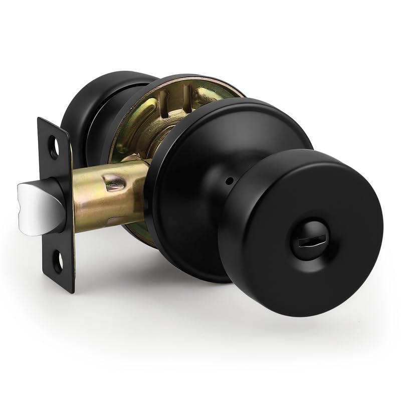 Probrico Matte Black Door Knob - Keyless Privacy Lock -1