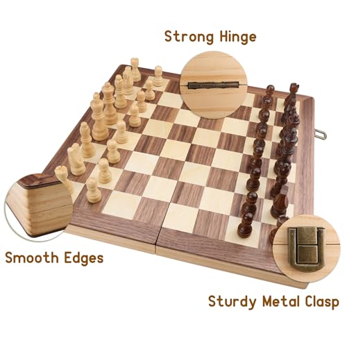 Juego de ajedrez plegable de madera 15 pulgadas miniatura 4