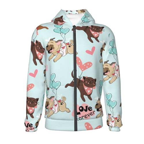 Cute Pug Dogs Kids Pullover Hoodies Boys Zip Up Sweatshirts Girls Athletic Clothes with Pocket2