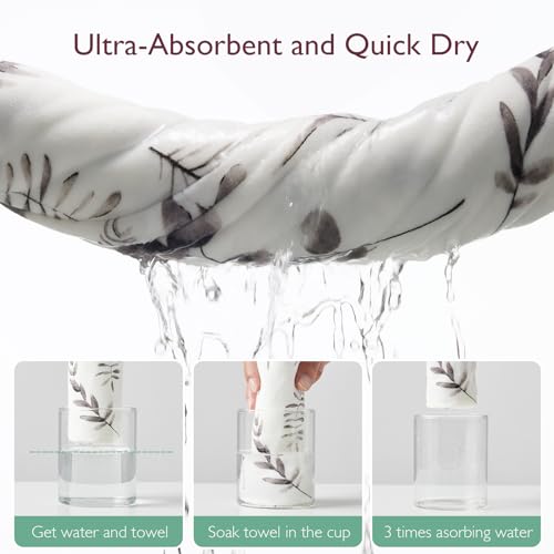 Image of Momcozy Hooded Baby Towel, 2 Pack and Cotton Bath Towel with Hooded, Large 35 X 35 Inch, Baby Towel Set for Boy or Girl,Infant and Kid, Ink Wash Leaves