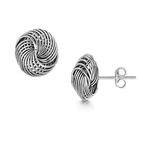 Amberta Sieraden - Echt 925 Sterling Zilver Stud Oorbellen voor Vrouwen - Zilveren Oorknopjes - Kabel Knoop Oorstekers