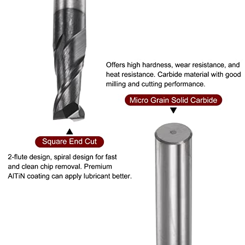 Image of HARFINGTON Square End Mill 5.5mm x 13mm Cutting 6mm Shank Micro Grain Solid Carbide AlTiN Coated 2 Flutes Milling Bit Cutter for Alloy Hardened Steel Aluminum