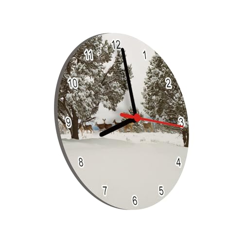 Horloge murale en verre fine gravure paysage montagne blanche