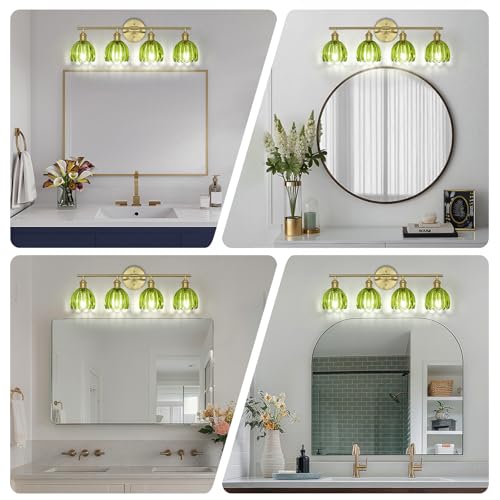 Image of Vintage Bathroom Light fixtures, Gold Vanity Lights, ETL Certified