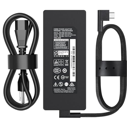 230W 19.5V 11.8A RC30-024801 Genuine Charger Fit for Razer Blade 15 14 16 17 RZ09-0248 RTX3060 RTX3070 RTX3080 RTX2070 RTX2080 GTX1060 GTX1070 Blade Pro 17/4K Gaming Laptop Power Adapter