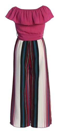 Image of iGirlDress Girls Wide Leg Off Shoulder Elegant High Waist Rompers Palazzo Pants Trousers Jumpsuits USA 4-14