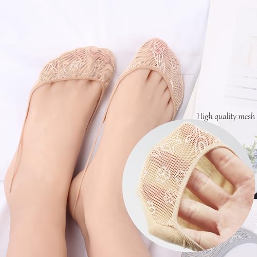 YFUNNLE 8 Pairs Toe Topper Liner Socks Ultra Low Cut No Show Invisible Non Slip Half Socks with Sling for Women3