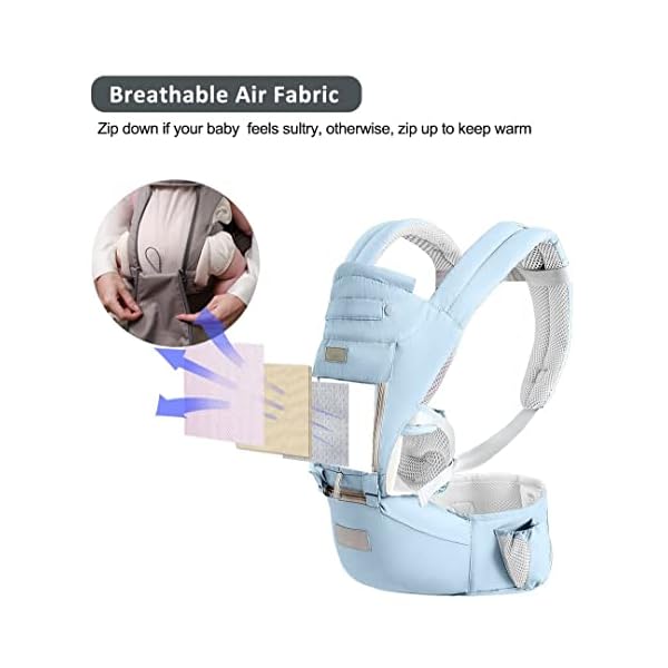 GROWNSY Babytrage, Advanced 6-in-1 Babytrage für Neugeborene ab Geburt, verstellbarer Sitz, Ergonomische Babytrage, Leicht＆Atmungsaktiv - 0-36 Monaten geeignetBlau) – Bild 6
