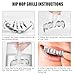 ASLLRISONY Rapper Men and Women Fashion Accessories Gold/Silver 8 Top Teeth 8 Bottom Tooth Hip Hop Mouth Grills with Extra Molding Bars (Silver Set)