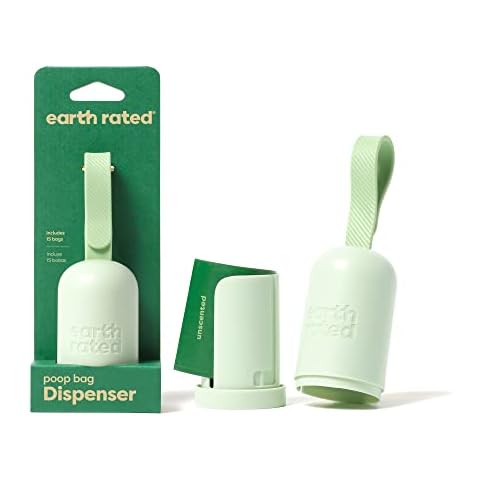 Earth Rated Dog Poop Bag Holder with Dog Poop Bags, Durable and Guaranteed Leakproof, Unscented, 1 Dispenser and 15 Bags Cover