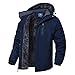 Zoofly Herren Winterjacke Winddichte Skijacke Camping Fleecejacke Atmungsaktiv Abnehmbarer Kapuze Snowboardjacke Mit Tasche For Männer Dunkelblau-XXL