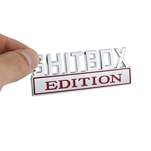 Image of 1x SHITBOX EDITION emblem 3D Fender Badge Decal Car Truck Replacement for Chevy Silverado 1500 2500 Chevrolet C10 C15 (Chrome Red)