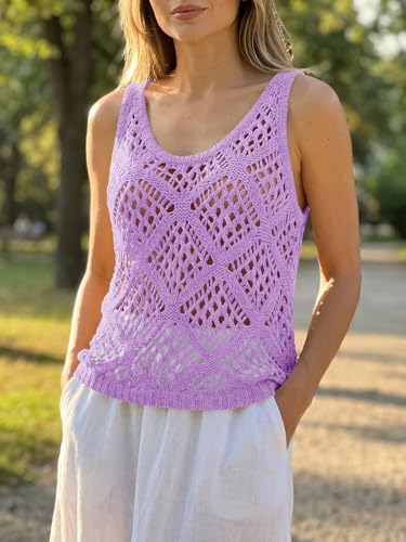 Image of Imily Bela Womens Summer Crochet Tank Tops Knit Sleeveless Sweater Vest