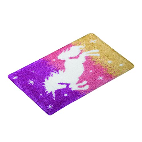 Kit Latch Hook tapis avec canevas robuste et fils prédécoupés cheval coloré