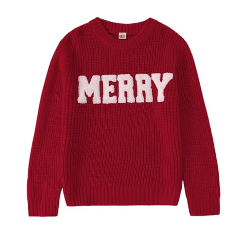 CM C&M WODRO Girl’s Merry Sweater Christmas Knit Crewneck Long Sleeve Pullover Cute Holiday Jumper Tops 7-11 Years