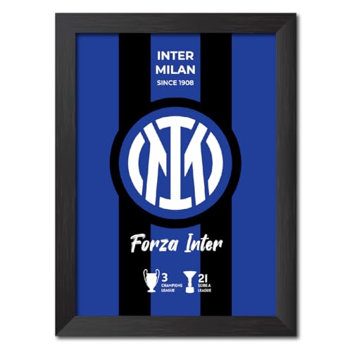 Image of TenorArts Inter Milan Poster White Logo Laminated Photo Frame Painting with Matt Finish Black Textures(12 inches x 9inches)