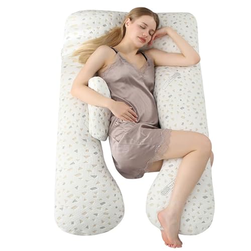 HUHJYUGE Cojin para Dormir Embarazada, Almohada Embarazo Forma U para Dormir de Lado Almohada Corporal Completa Soporte Vientre Espalda Caderas Mujer Embarazada Lactancia Descanso (B)