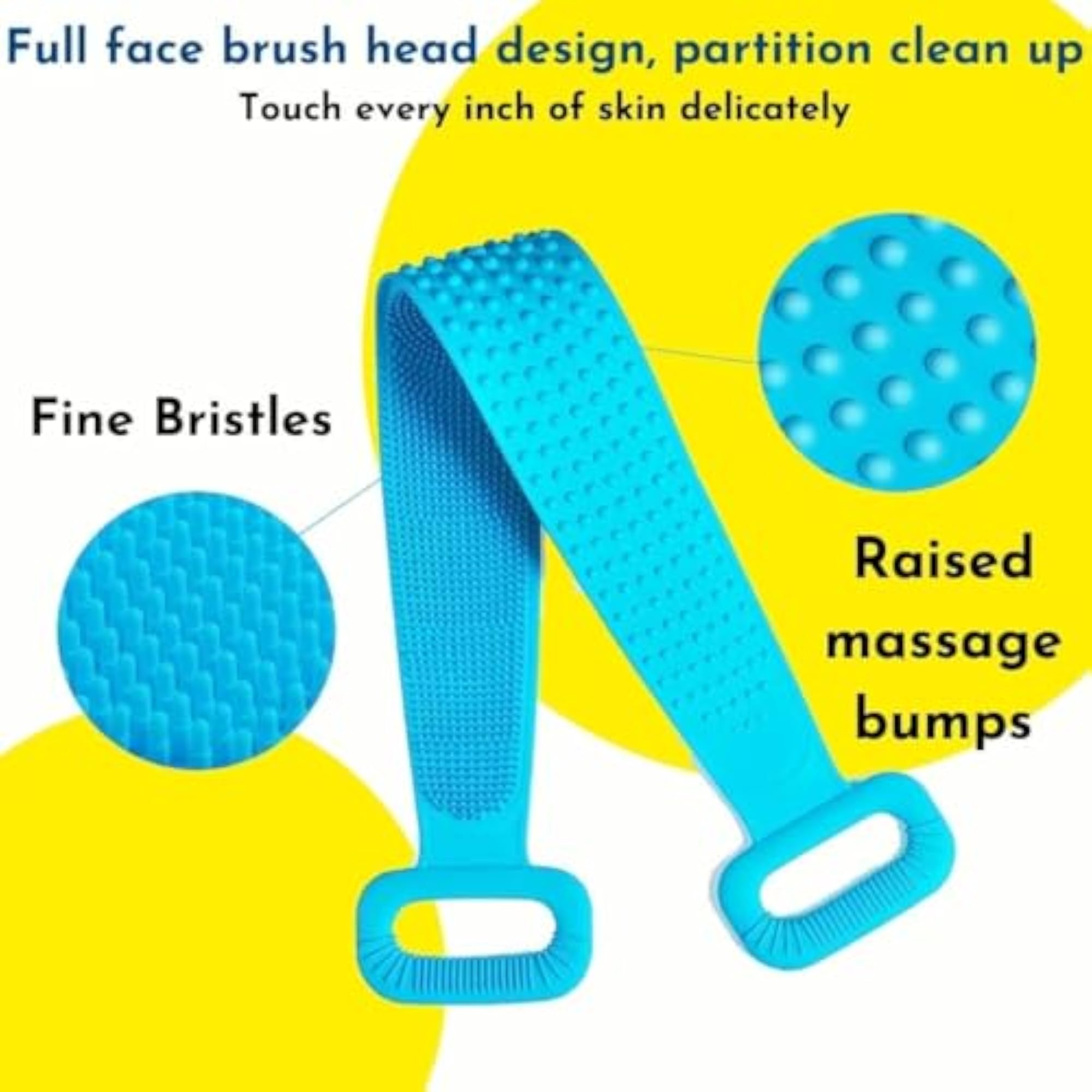 Silicone Back Body Scrubber Bath Brush with Long Handle