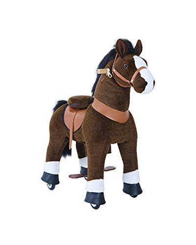 PonyCycle Mechanical Ride On Pony Hobby Horse Toy with Wheels Classic Model U Plush Walking Animal Rideable Horse for Toddlers Ages 4-7 Indoor Outdoor Riding Horse Toy Chocolate Ux421